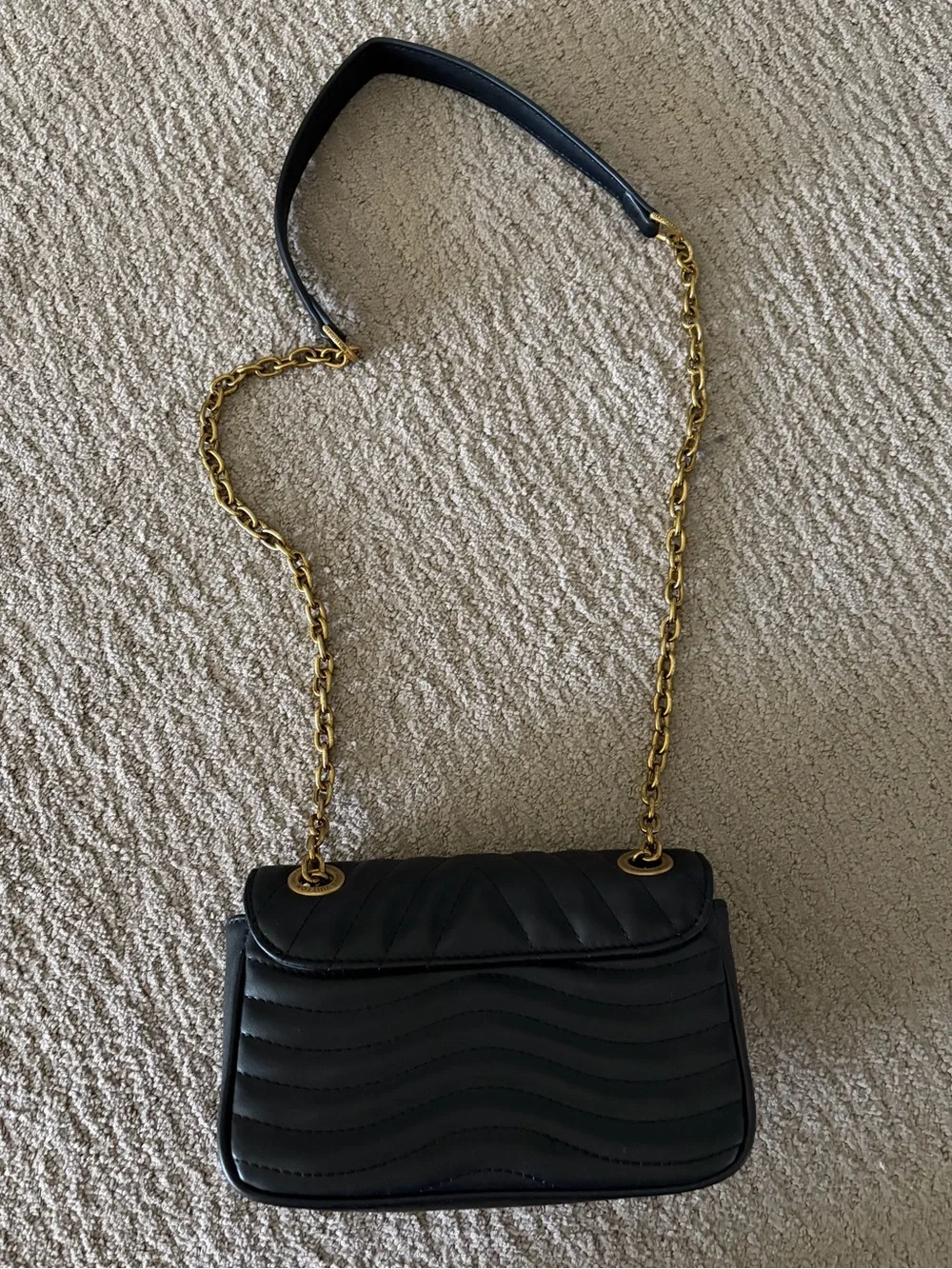 Black Quilted Crossbody Bag with Gold Detail - Picture 4 of 4